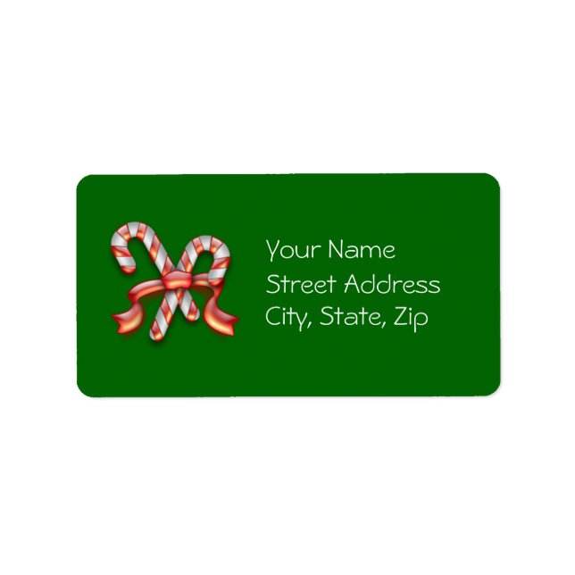 Candy Cane Customisable Holiday Labels (Front)