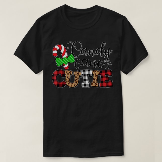 Candy Cane Cutie Buffalo Plaid Kids Boys Girls Chr T-Shirt (Design Front)