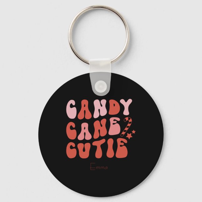 Candy Cane Cutie Christmas Holiday Toddler T Shirt Key Ring (Front)