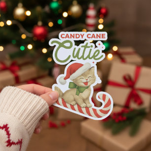 Candy Cane Cutie Christmas Vintage Cat