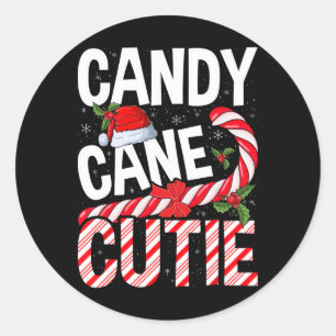 Candy Cane Cutie Christmas Xmas Women Girls Kids T Classic Round Sticker