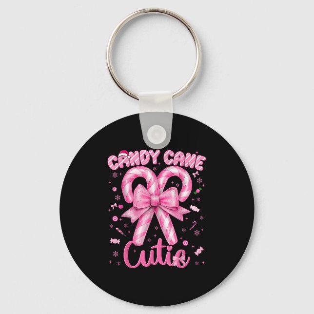 Candy Cane Cutie Coquette Pyjamas Pjs Christmas Xm Key Ring (Front)