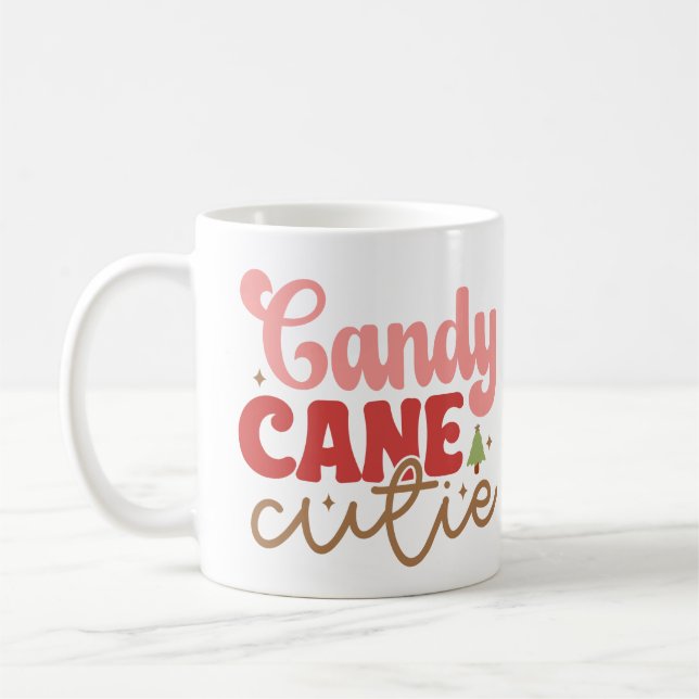 Candy Cane Cutie Retro Groovy Christmas Holidays Coffee Mug (Left)