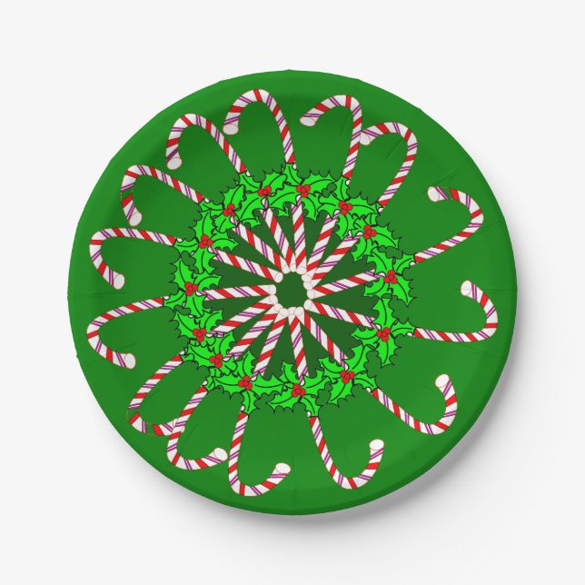 Candy Cane Design on Paper Plates (Front)