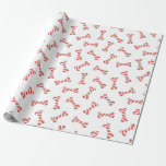 Candy Cane Dog Bone Christmas Wrapping Paper<br><div class="desc">This gift wrap features a red and white watercolored Candy Cane striped dog bone on a bright white background. Perfect for the dog lover in your life.</div>