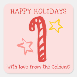Candy Cane Doodle CHRISTMAS Holiday To From Label