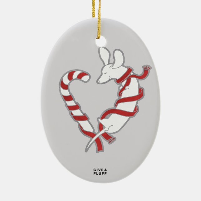 Candy Cane Doxie Ceramic Ornament (Back)