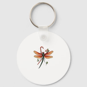 Candy Cane Dragonfly Key Ring