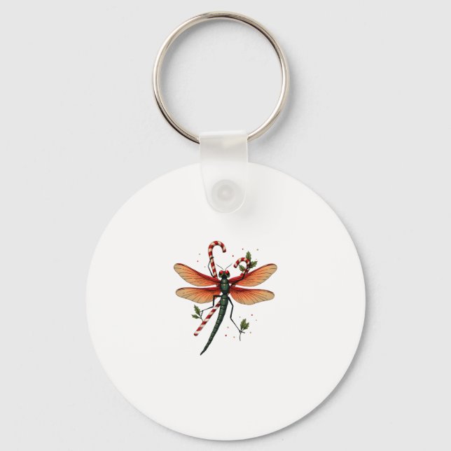Candy Cane Dragonfly Key Ring (Front)