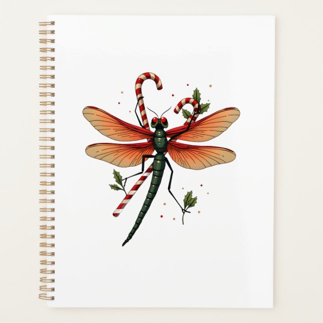 Candy Cane Dragonfly Planner (Front)