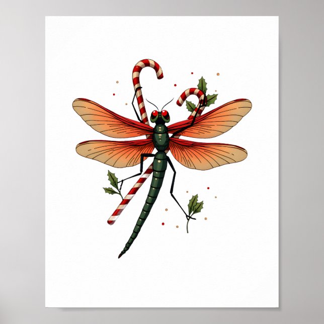 Candy Cane Dragonfly Poster (Front)