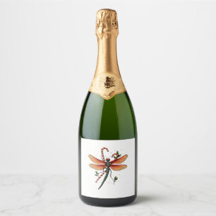 Candy Cane Dragonfly Sparkling Wine Label