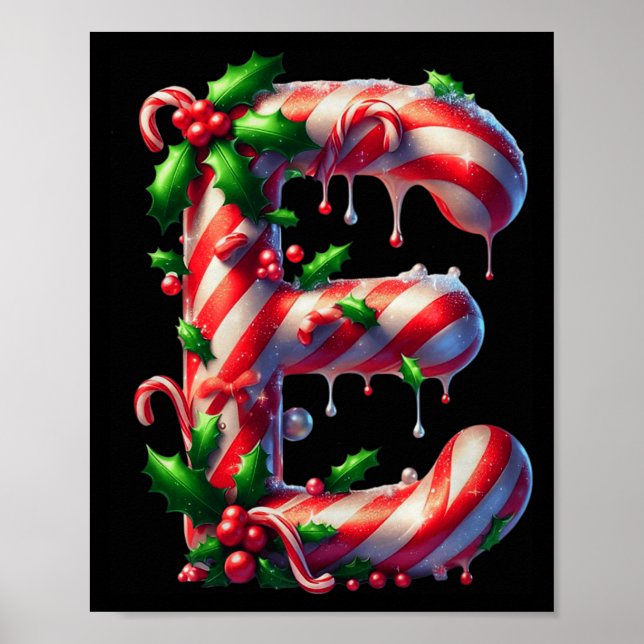 Candy Cane E Christmas Holly Delight Premium Tri-b Poster (Front)