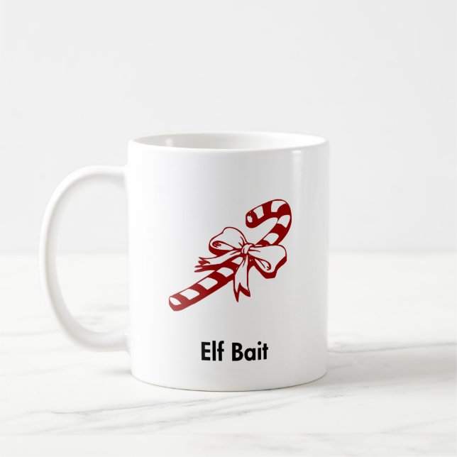 Candy Cane Elf Bait Coffee Mug (Left)