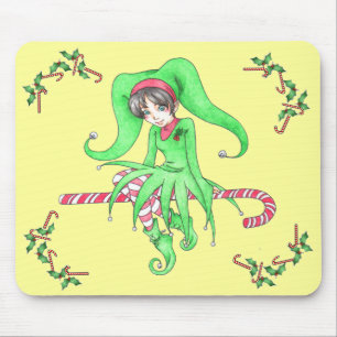 Candy Cane Elf Holiday Mousepad