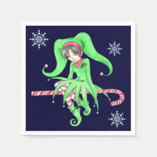 Candy Cane Elf Paper Napkins