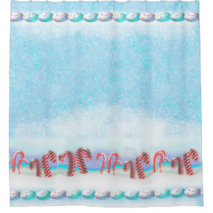 Candy Cane Forest With Snow Shower Curtain