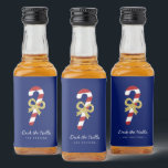 Candy Cane | Fun Christmas Blue & Gold Liquor Bottle Label<br><div class="desc">Simple Christmas blue & gold mini alcohol bottle label featuring candy cane with glitter gold bow. Customise with short greeting and sender's name. Mix and match with other designs in this series.</div>