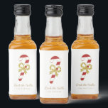 Candy Cane | Fun Christmas White & Gold Liquor Bottle Label<br><div class="desc">Simple Christmas white & gold mini alcohol bottle label featuring a candy cane with glittery gold bow. Customise with short greeting and sender's name. Mix and match with other designs in this series.</div>