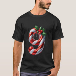 Candy Cane G with Holly Berries Delight Zip T-Shirt