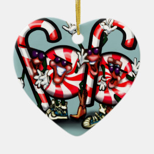 Candy Cane Gang Ceramic Ornament