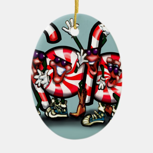 Candy Cane Gang Ceramic Tree Decoration (Front)