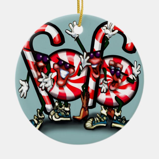 Candy Cane Gang Ceramic Tree Decoration (Front)