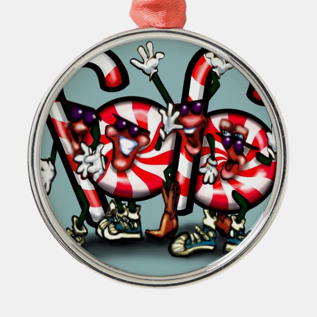Candy Cane Gang Metal Ornament (Front)