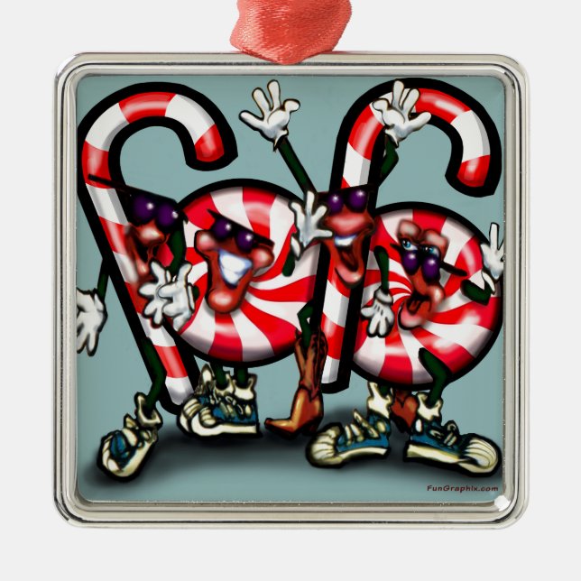 Candy Cane Gang Metal Ornament (Front)