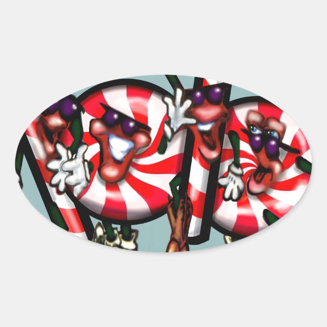 Candy Cane Gang Oval Sticker (Front)