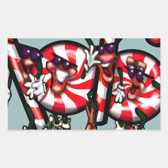 Candy Cane Gang Rectangular Sticker (Front)