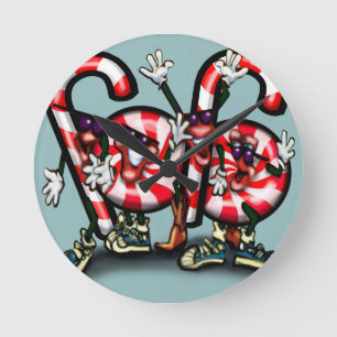 Candy Cane Gang Round Clock