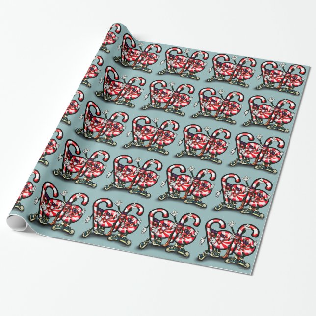 Candy Cane Gang Wrapping Paper (Unrolled)
