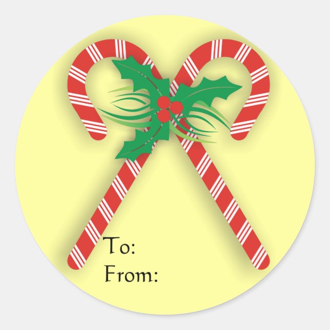 Candy Cane Gift Tag Sticker (Front)