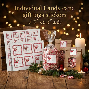 Candy cane gift tag stickers
