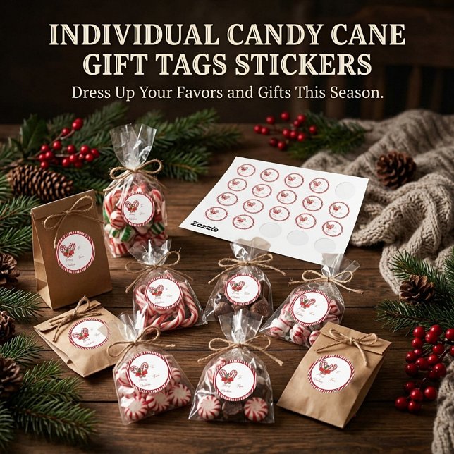 Candy cane gift tags sticker sheet (Creator Uploaded)