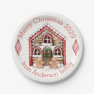 Candy cane, gingerbread man, baubles Christmas Paper Plate