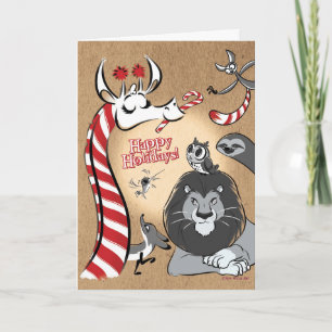CANDY CANE GIRAFFE & FRIENDS (matte) Jeff Willis Holiday Card