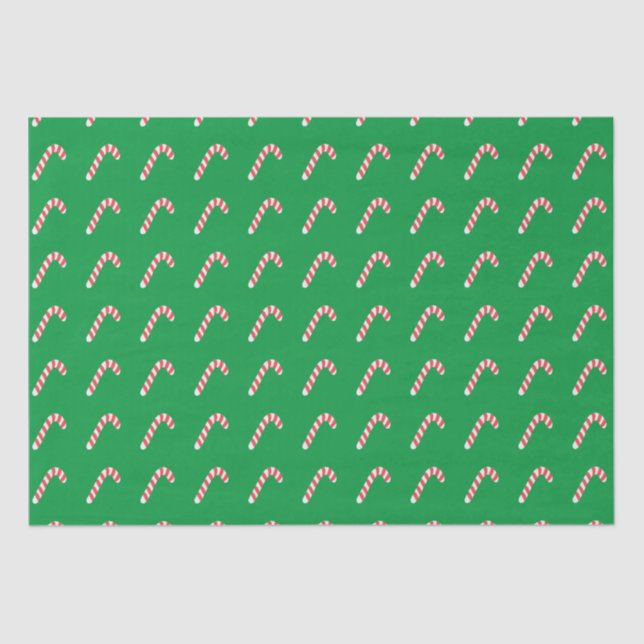 Candy Cane Green Cute Simple Christmas Holiday Tissue Paper (Front)