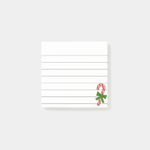 Candy Cane Green Ribbon Christmas Drawing Lined  Post-it Notes