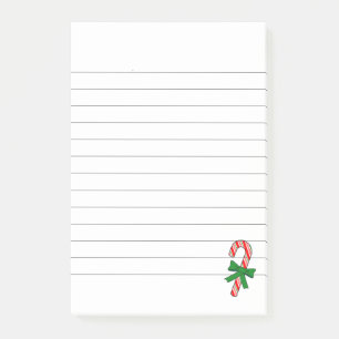 Candy Cane Green Ribbon Christmas Lined Post-it Notes