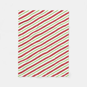 Candy cane green stripe Christmas fleece blanket