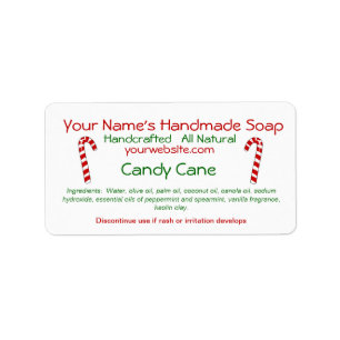Candy Cane Handmade Christmas Soap Labels Template