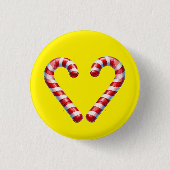 candy cane hart  3 cm round badge (Front)