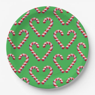candy cane hart paper plate