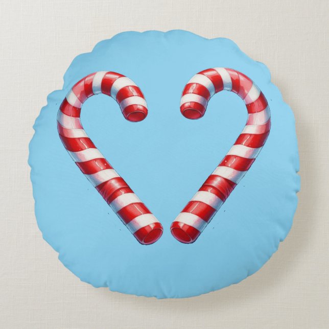 candy cane hart  round cushion (Front)