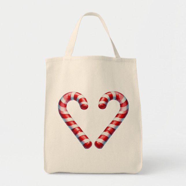 candy cane hart  tote bag (Front)