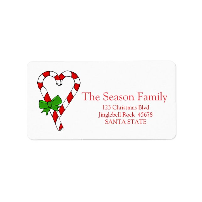 Candy Cane heart Christmas address label (Front)