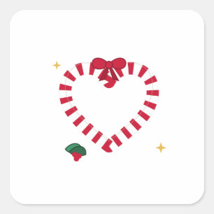 candy cane heart, christmas candle, holiday baking square sticker