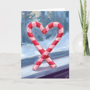 Candy Cane Heart Christmas Holiday Card